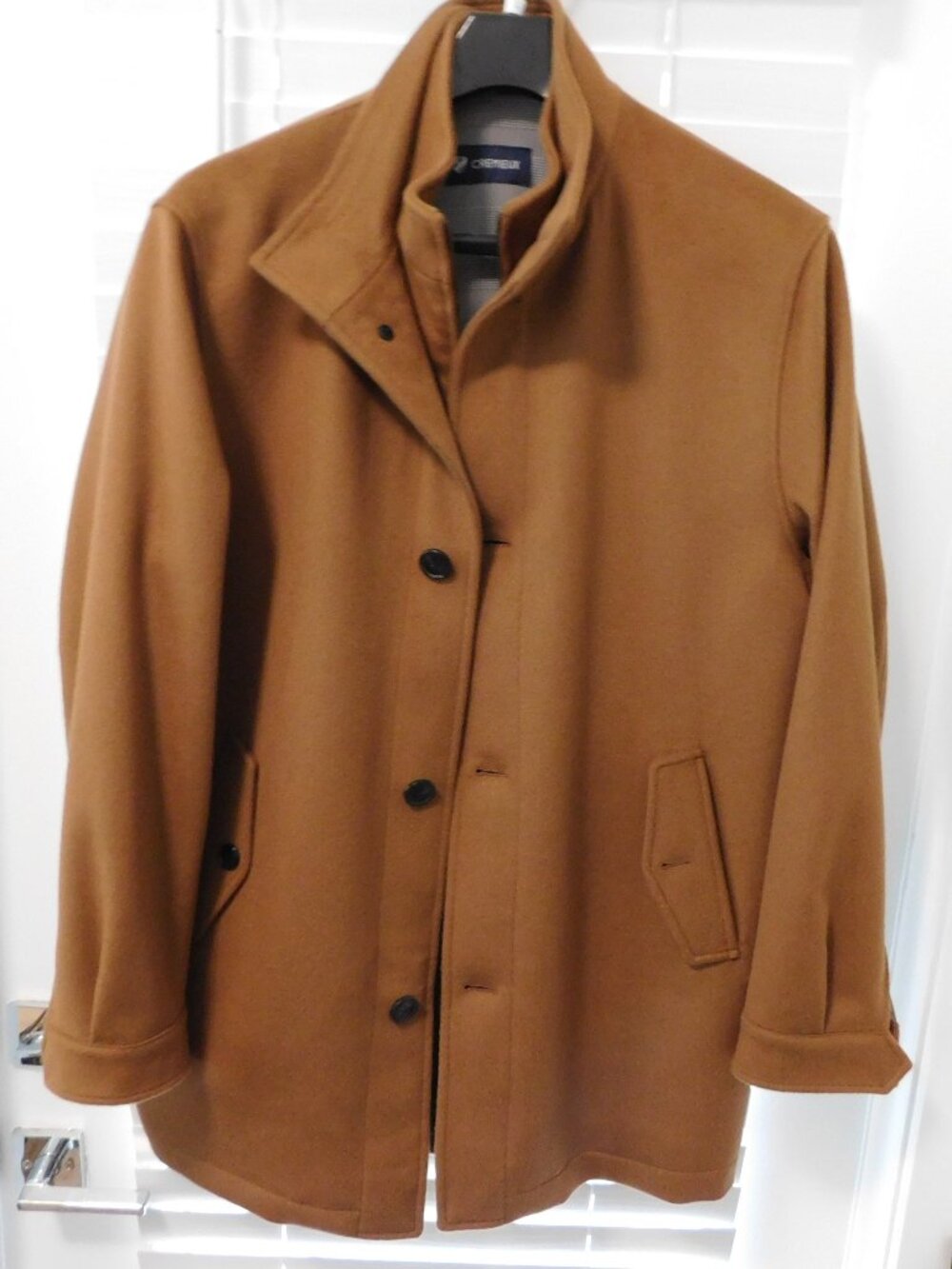 mens Cremieux tan wool coat large